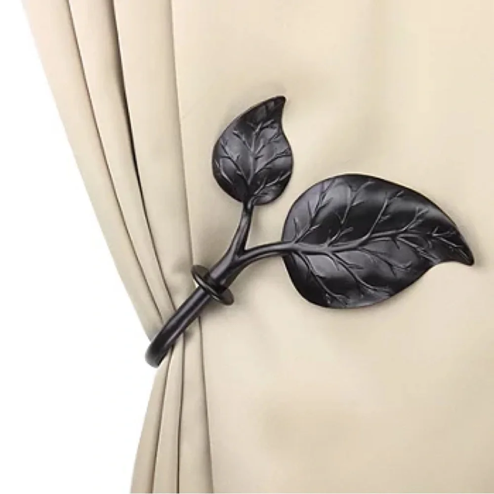 NEW Rod Desyne Ivy 2-PC. Curtain Holdback Black Metal